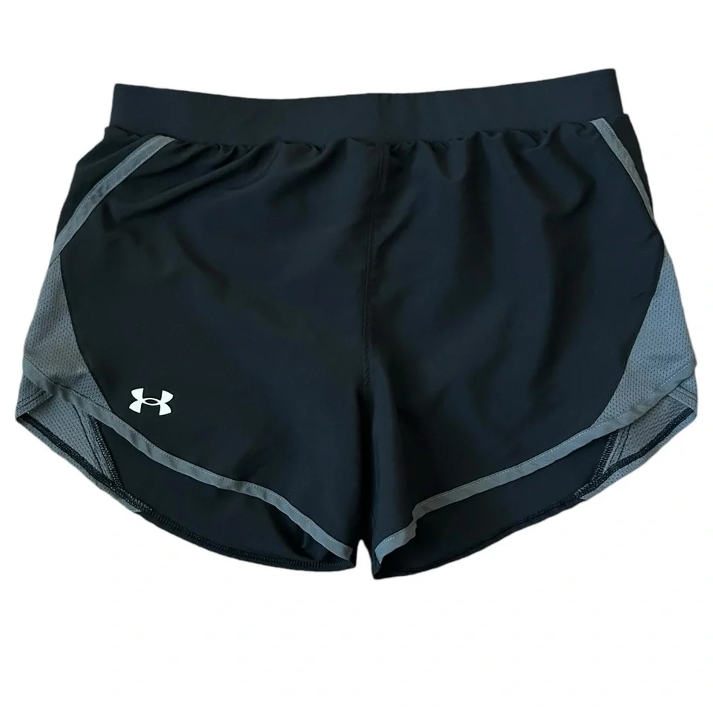 Under Armour Fly By 2.0 Heat Gear Black & Gray Lined Running Shorts S/M